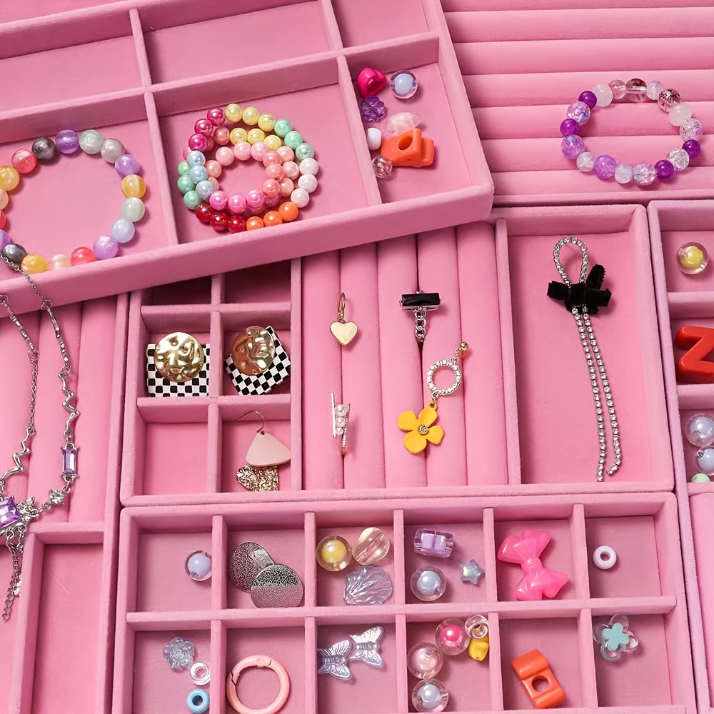 Stackable Jewelry Storage Boxes with Velvet Tray